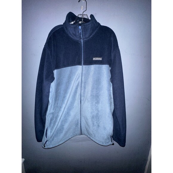 Columbia Big & Tall Men's 2XT Full Zip Fleece Jacket Two Tone Blue Polyester - Picture 1 of 7